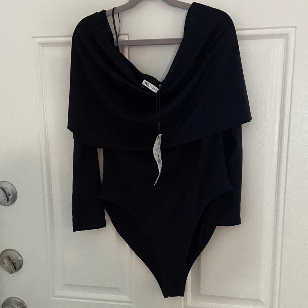Zara Black Draped bodysuit L